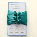 Cyan silk heatless curling headband in original Robecurls packaging for bouncy curls - Teal