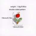 Detail view of 1.8g heart ceramic pendant with 18K gold plated clasp and floral pattern - Red Floral Oval (Style 1)