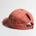 Washed orange-red ponytail baseball cap with cotton canvas and adjustable metal buckle - Adjustable / Orange