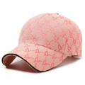 Pink monogram baseball cap with jacquard knit pattern and curved brim for casual wear - Pink