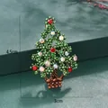 Christmas tree brooch with green enamel and multicolor rhinestones measuring 4.5cm x 3cm - Red Fancy Rhinestone Christmas Tree