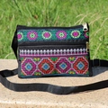 Ethnic crossbody bag with colorful geometric embroidery and dual zipper compartments - Style 2