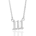 Sparkling silver 111 angel number necklace with zircon pavé setting for women - Platinum-111