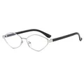 Geometric diamond polygon silver metal frame sunglasses with black temple tips C8 - Silver Frame Clear Lenses