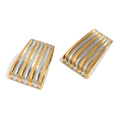 Two-tone ribbed geometric earrings in stainless steel with 18K gold and silver plating - Gold and Silver