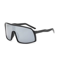 Gafas de ciclismo con montura negra y lentes grises de espejo para deporte exterior - Talla única / Montura Negra Espejo Plateado