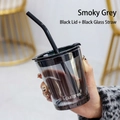 Short Grey+Black Lid+Black Straw