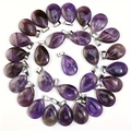 Pendentifs en améthyste naturelle taille poire avec bélières sur fond blanc - Pendentif en Forme de Cœur (Goutte d'Eau)