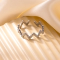 Vintage silver titanium steel hollow flower heart ring with beaded edge and wave design - Wave Beaded Style (#0465) / Silver