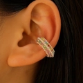 Ear cuff a forma di C con cristalli colorati e perle per orecchie senza buchi - Stile Colorato da 1,9 cm (2705)