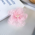 Elegant pink fabric floral shark hair claw clip with delicate translucent tulle petals - Pink Flower
