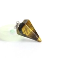 Tiger eye stone hexagonal prism pendant with S925 silver clasp on white background - Tiger Eye Stone Bracelet