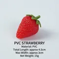 Realistic red PVC strawberry model with green leaves for display 4.5cm x 3cm size - PVC Strawberry