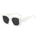 Chic white oversized geometric sunglasses with dark lenses and chunky temples - White Frame Dark Grey Lens