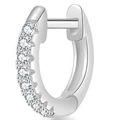 Zilveren huggie hoop oorbellen met fonkelende zirkonia en een stevige schroefsluiting design - 6# Micro-pave Kleine ring / Platina