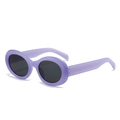 Retro purple oval sunglasses with dark lenses in Y2K millennium style for women - Jelly Purple Frame Black Grey Lens