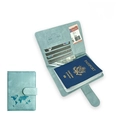 Light blue PU leather RFID blocking passport cover set with functional card slots - Magnetic Light Blue Passport Cover / Light Blue