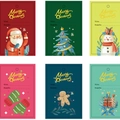 Christmas gift tags with Santa, snowmen, and gingerbread man in various festive colors - Christmas Cards 30pcs 5 Each