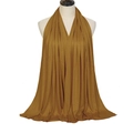 Solid mustard yellow mercerized cotton scarf displayed on a mannequin torso with soft drape - Medium Coffee