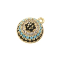 Golden round evil eye charm pendant with multi-colored crystals and turquoise stones - Evil Eye / VD1602 Gold Evil Eye