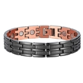 Bracciale magnetico in rame da uomo con esterno nero opaco e strato interno oro rosa - Faccia Nera