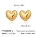 Detailed size specifications for gold heart earrings in waterproof stainless steel - Smooth 3D Heart (YYE025041-G)