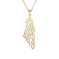 Collana con ciondolo a forma di mappa dorata e calligrafia araba incisa - Oro