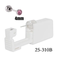 Sterile disposable ear piercing tool with a 4mm pink rhinestone 316L steel stud - 4mm Rose Red Zirconia / Steel