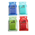 Mini 8-digit pocket calculators set in blue, cyan, green, and red with LCD display - Solid Blue