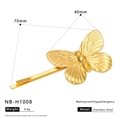 Golden butterfly shape hair clip in stainless steel with 70mm size measurements - Hollow Butterfly Style (NB-H1008) / 18K Gold / Gold