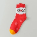 Red Christmas Santa Claus socks with white snowflakes and contrasting yellow toe caps - 02 Christmas-Red Santa Claus