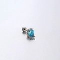 Orecchino in titanio argento con zircone blu da 3mm e griffa a forma di drago - Barra in acciaio al titanio (6mm) / Blu mare (3mm/Pezzo singolo)
