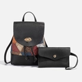 Sac à dos à losanges multicolores avec un petit porte-monnaie noir assorti - Noir