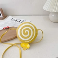 Kids lollipop shaped crossbody bag in yellow PU leather with spiral texture - Yellow