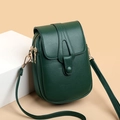 Bolso bandolera pequeño verde oscuro textura lichi con hebilla de metal dorado - 13*20*8cm / Verde