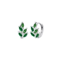 Boucles d'oreilles feuilles en argent S925 avec pierres marquises vert émeraude - Zircon Vert (Plaqué Platine)