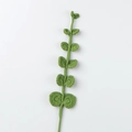 Handmade crochet green leaf stem for home decor on a clean white background - Cute Eucalyptus Leaves - Army Green (dark Green)