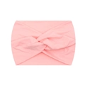 Pink twist knot wide yoga headband in elastic knitted cotton for fitness and running - Pink