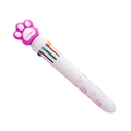 Cartoon ten-color ballpoint pen with pink cat paw cap and sweet claw print design - Bear Paw - Pink