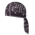Dark paisley pirate headscarf with white bandana print and long adjustable straps - Coffee