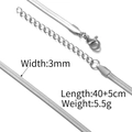 3mm silver snake chain necklace made of stainless steel with lobster clasp 40+5cm - Snake/Herringbone Chain (Silver 40+5cm) / Width 3mm