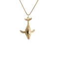 Goldene Delfin-Halskette mit Zirkonia-Akzenten an einer minimalistischen Metallkette - 0435YS (Wal - Boxkette)