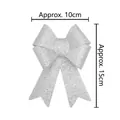 Sparkling silver glitter Christmas bow ornament with PVC base, size 10cm x 15cm - Silver (10*15cm)
