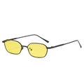Minimalist black metal polygon sunglasses featuring trendy yellow transparent ocean lenses - Black Frame Yellow Lens