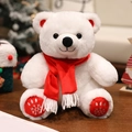 White Christmas teddy bear plush with red scarf and snowflake embroidery on paws - Style C - Red Scarf / 23CM