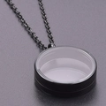 60cm black stainless steel floating locket necklace with round glass pendant - Inner Diameter 20mm / Black
