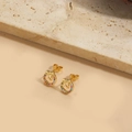 Elegant gold bow hoop earrings featuring colorful zircon stones in a wreath design - Bowknot Shape (ES2544-2)