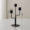 Three-arm black iron candle holder with 23cm height and minimalist industrial design - Branch Style Candlestick Triple Head - Black