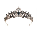 Detail of baroque black crystal crown with bronze filigree and teardrop gemstones - No.1 Antique Gold (Black Stone)