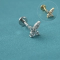 Boucles d'oreilles fleur en argent avec zircons marquise et variante en couleur dorée - Style E (Grappe marquise/Papillon)